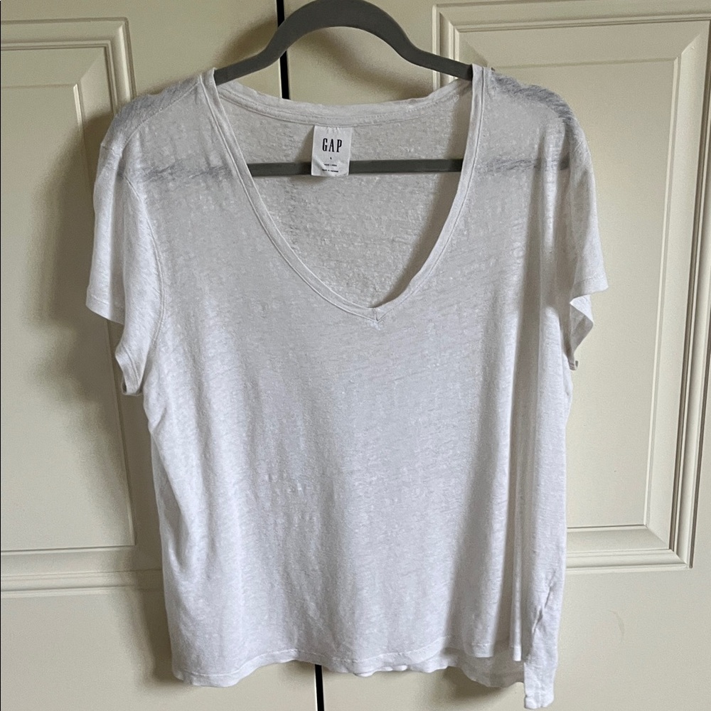 Two gap linen v neck